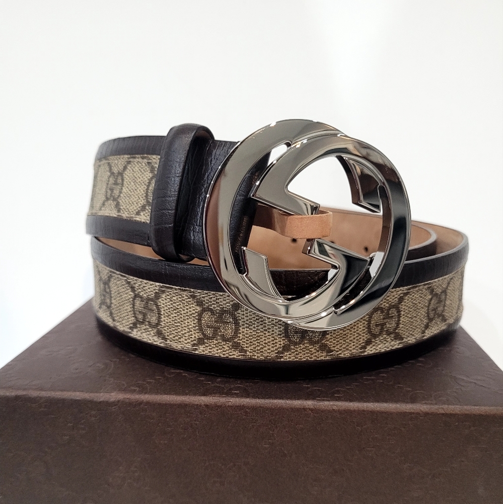 GUCCI Belt,  Monogram Canvas Belt, Size 36, Like New